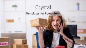  Presentation with boxing woman and a tawny - Presentation design enhanced with young-woman-working-in-box background and a  colored foreground