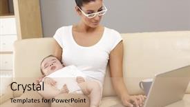  Presentation with young mothers - Amazing presentation having young woman working on laptop backdrop and a coral colored foreground