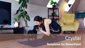  Presentation with lockdown - Colorful PPT theme enhanced with young-woman-working-out backdrop and a coral colored foreground