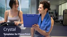  Presentation with rowing - Presentation design consisting of young-woman-working-out background and a tawny brown colored foreground