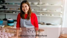  Presentation with pottery - Slides having young-woman-working background and a coral colored foreground