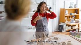  Presentation with pottery - PPT layouts featuring young-woman-working background and a coral colored foreground