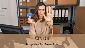  Presentation with defense - Slide deck having young-woman-working background and a coral colored foreground