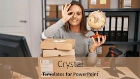  Presentation with ecommerce - Theme with young-woman-working background and a  colored foreground