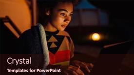  Presentation with tent - Presentation theme featuring young-woman-wrapped-in-blanket background and a wine colored foreground