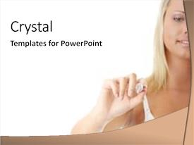 Young Woman Writing On Abstract PPT template 37 | CrystalGraphics