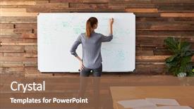  Presentation with whiteboard - Amazing presentation theme having young woman writing backdrop and a tawny brown colored foreground