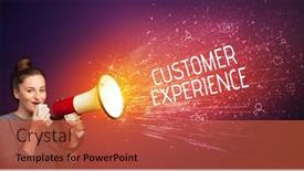  Presentation with experience - Presentation design consisting of young-woman-yelling-to-loudspeaker background and a red colored foreground