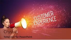  Presentation with yelling - Audience pleasing theme consisting of young-woman-yelling-to-loudspeaker backdrop and a red colored foreground