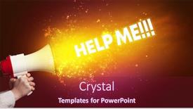  Presentation with yelling - Amazing PPT theme having young-woman-yelling-to-loudspeaker backdrop and a  colored foreground