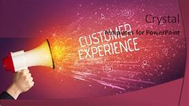  Presentation with experience - Cool new slide deck with young-woman-yelling-to-loudspeaker backdrop and a red colored foreground