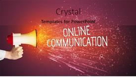  Presentation with yelling - Amazing slide deck having young-woman-yelling-to-loudspeaker backdrop and a violet colored foreground