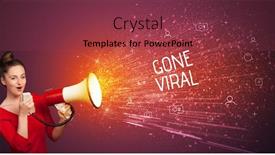 Presentation with viral - Presentation theme having young-woman-yelling-to-loudspeaker background and a tawny brown colored foreground