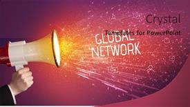  Presentation with yelling - Presentation design enhanced with young-woman-yelling-to-loudspeaker background and a violet colored foreground