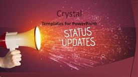  Presentation with yelling - Slide set featuring young-woman-yelling-to-loudspeaker background and a violet colored foreground