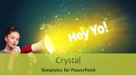  Presentation with yelling - Presentation consisting of young-woman-yelling-to-loudspeaker background and a yellow colored foreground