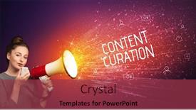  Presentation with networking - Cool new slide set with young-woman-yelling-to-loudspeaker backdrop and a violet colored foreground