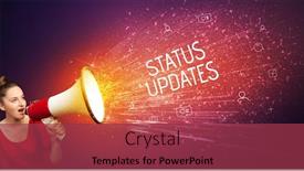  Presentation with yelling - Cool new presentation with young-woman-yelling-to-loudspeaker backdrop and a red colored foreground