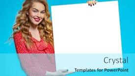  Presentation with white sheet - Colorful PPT theme enhanced with young-woman backdrop and a cyan colored foreground