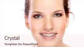  Presentation with dental - Cool new PPT layouts with young womans smile with braces backdrop and a lemonade colored foreground
