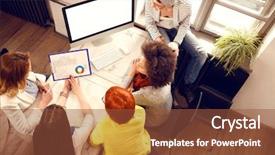  Presentation with work life balance women - Cool new presentation design with young women at creative work backdrop and a tawny brown colored foreground