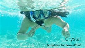  Presentation with caribbean - Amazing presentation theme having young-women-at-snorkeling backdrop and a cyan colored foreground