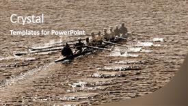  Presentation with athletes - Presentation theme having young women athletes rowing boat background and a coral colored foreground