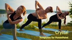  Presentation with women - Presentation theme with young women doing yoga twist background and a tawny brown colored foreground