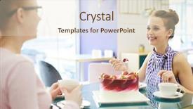  Presentation with cup cake - Amazing theme having young women eating delicious cake backdrop and a lemonade colored foreground