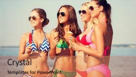  Presentation with food ice - Slides having young women eating ice cream background and a coral colored foreground