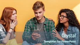  Presentation with love music - Cool new presentation theme with young women fall in love backdrop and a ocean colored foreground