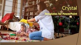  Presentation with fun - Slides having young-women-having-fun background and a tawny brown colored foreground