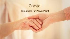  Presentation with holding hands old young - Beautiful slide deck featuring young women holding hands backdrop and a lemonade colored foreground