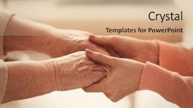  Presentation with holding hands old young - PPT layouts having young women holding hands background and a soft green colored foreground