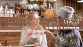  Presentation with bakery - PPT theme enhanced with young-women-in-bakery background and a coral colored foreground