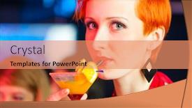  Presentation with club - Slides enhanced with young-women-in-club background and a  colored foreground