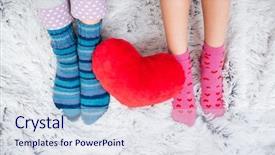  Presentation with socks - Cool new PPT layouts with young women in colorful socks backdrop and a sky blue colored foreground