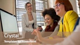  Presentation with village india women working - Amazing theme having young women in office work backdrop and a coral colored foreground