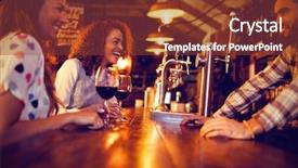  Presentation with bartender - Colorful slide set enhanced with young women interacting with bartender backdrop and a tawny brown colored foreground