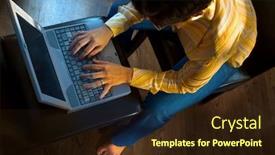  Presentation with men and women working in harmony - Colorful slide deck enhanced with young-women-is-working backdrop and a wine colored foreground