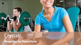  Presentation with lifting weights - Slides featuring young women lifting free weights background and a coral colored foreground