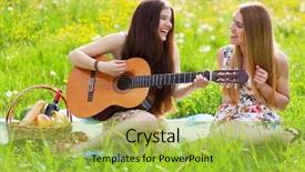  Presentation with beautiful black women smiling - Audience pleasing presentation consisting of young women on a picnic backdrop and a yellow colored foreground
