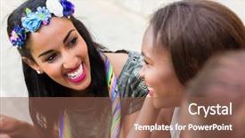  Presentation with hen - Beautiful theme featuring young women on hen night celebrating street party backdrop and a tawny brown colored foreground