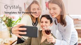  Presentation with hen - Colorful presentation theme enhanced with young-women-on-livestream backdrop and a coral colored foreground