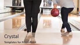  Presentation with women - Amazing slide deck having young women playing in bowling backdrop and a soft green colored foreground