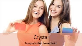  Presentation with friendly - Slides consisting of young women showing club card background and a coral colored foreground