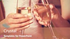  Presentation with flute - Amazing slide deck having young women toasting champagne flute against flying colours backdrop and a coral colored foreground