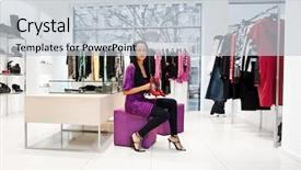  Presentation with women - Amazing presentation design having young women trying on new backdrop and a light gray colored foreground