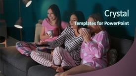  Presentation with movie - Slide set with young women watching movie background and a ocean colored foreground