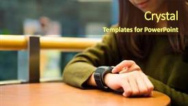  Presentation with smart - Amazing slides having young women wears smart watch backdrop and a tawny brown colored foreground